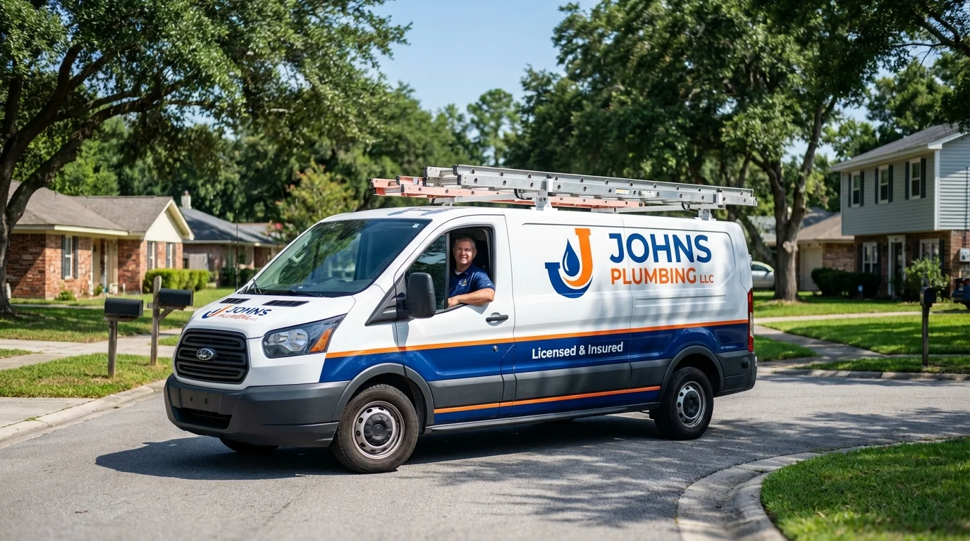 Johns Plumbing LLC service van in Robesonia, PA