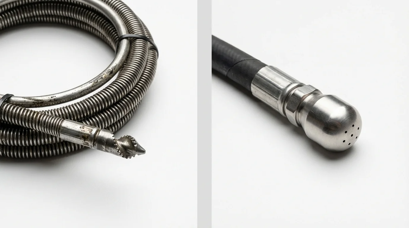 Drain snake cable and hydro jetting nozzle used for drain cleaning in Robesonia, PA