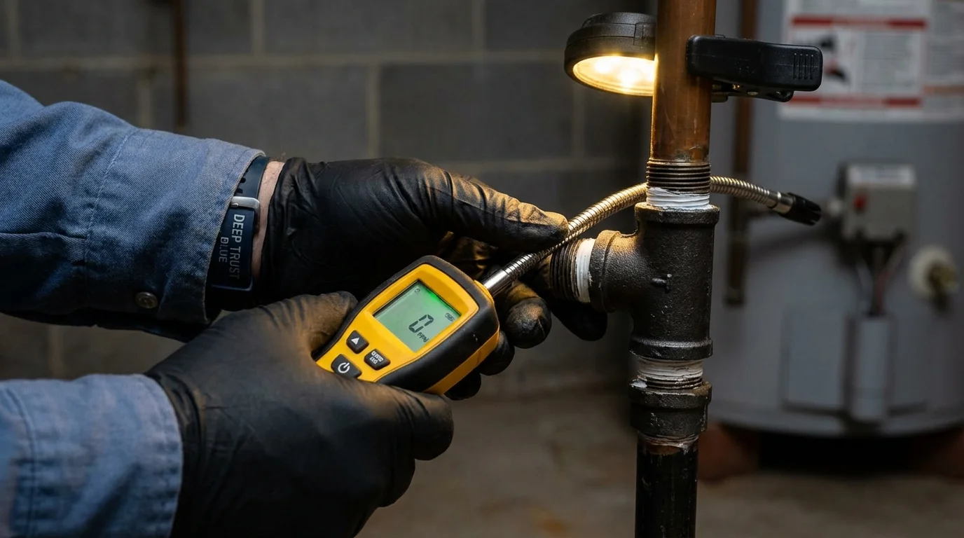 Gas leak detection with electronic sniffer by Johns Plumbing LLC in Robesonia
