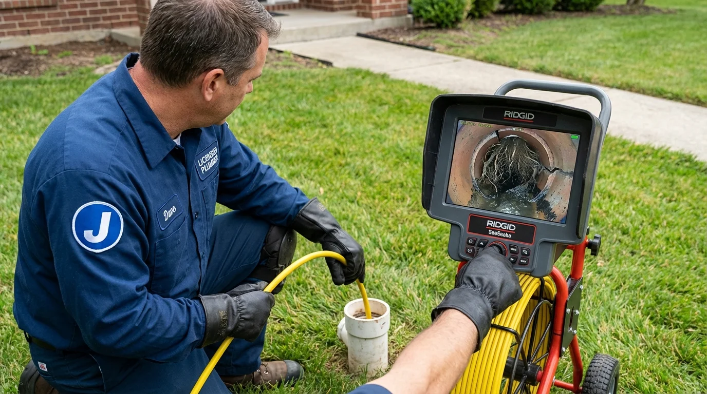Sewer camera inspection being performed by Johns Plumbing LLC in Robesonia